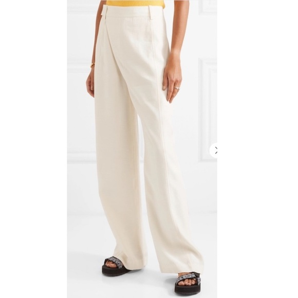 3.1 Phillip Lam Sateen Overlap Pants in Cream. - Picture 2 of 15